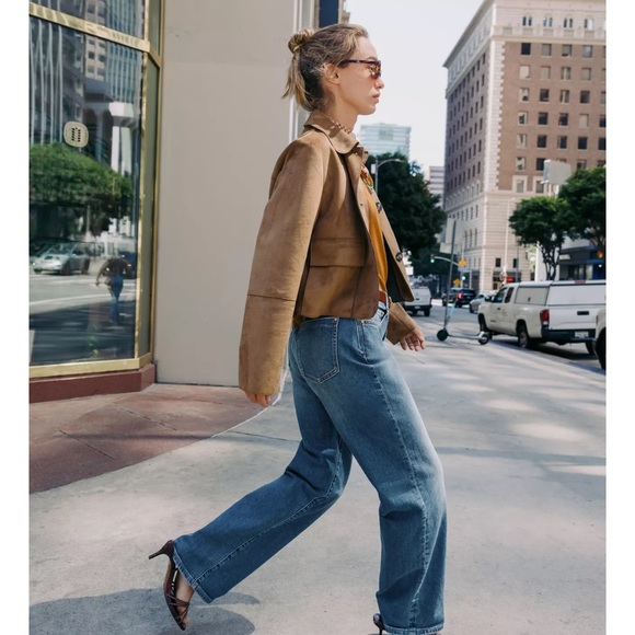 Zara FAUX SUEDE CROPPED JACKET - Picture 9 of 9